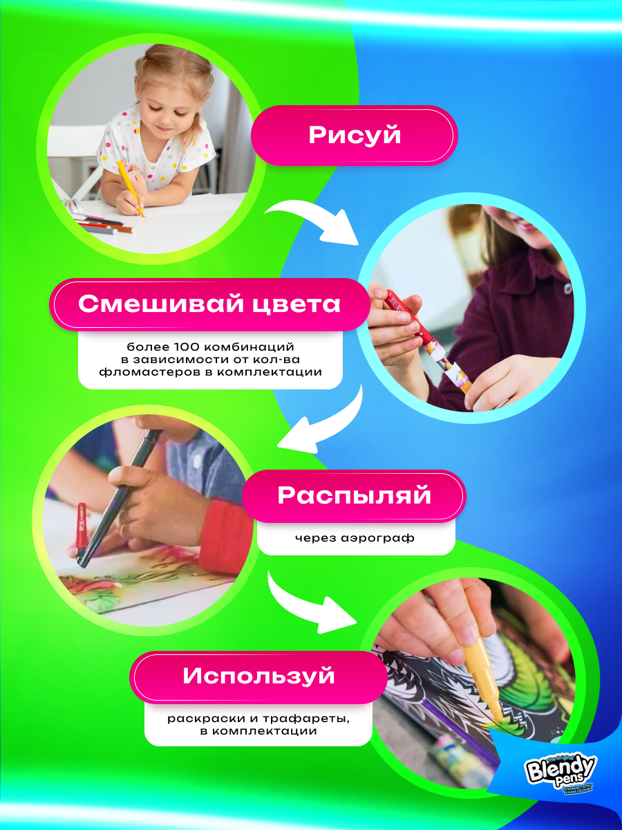Фломастеры Blendy pens 4 цв. - фото 4