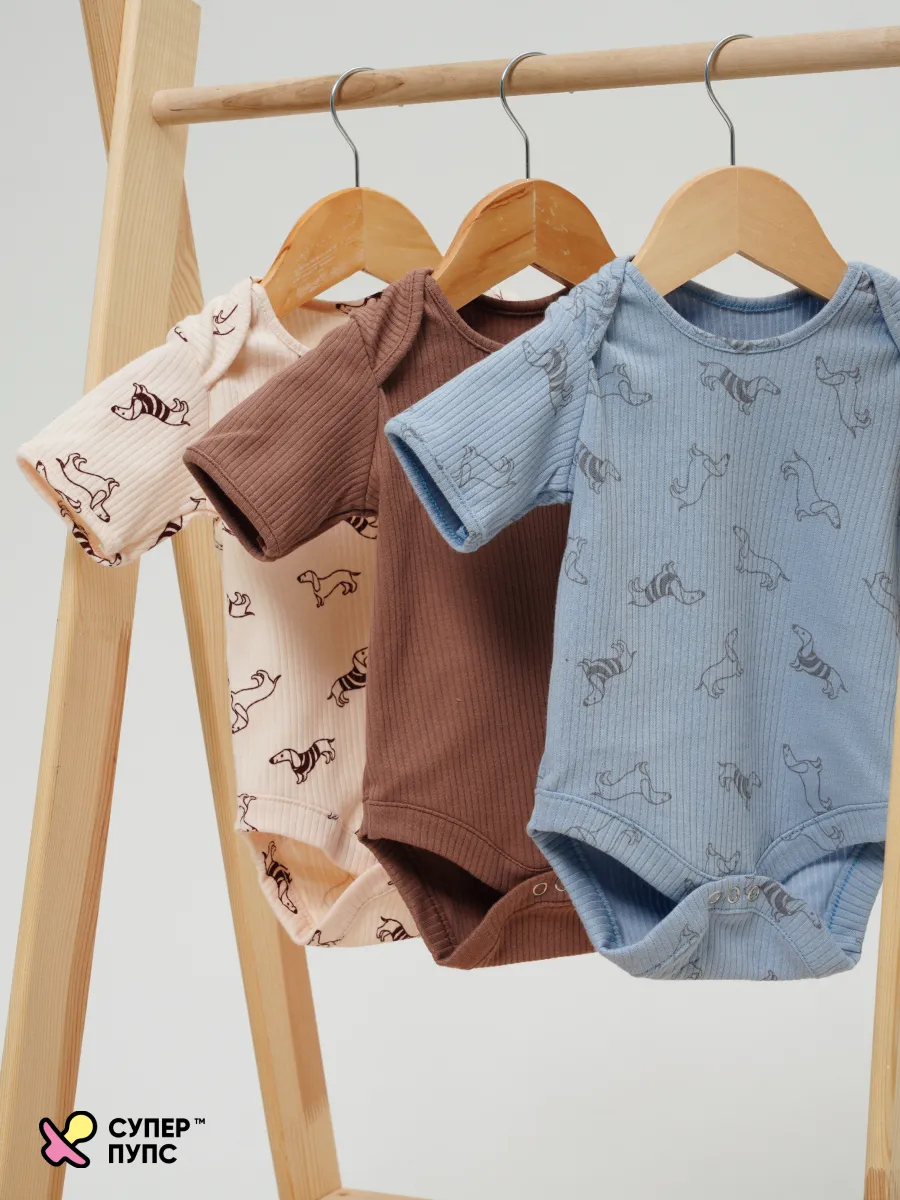 Боди 3 шт Супер Пупс нбр/3пр/бд/коррук/2026/таксы - фото 3