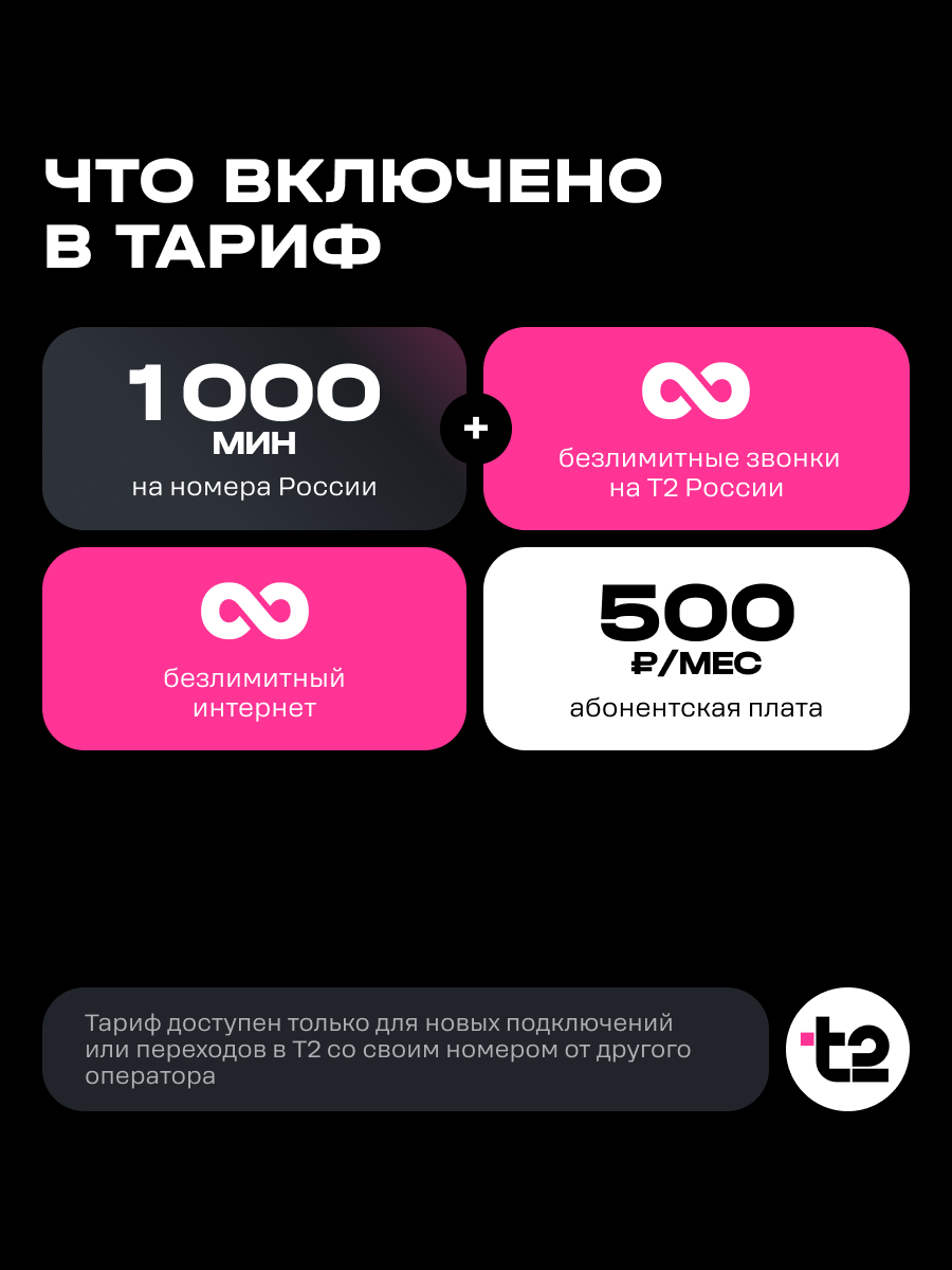 Сим-карта t2 для Москвы и МО, баланс - 200 рублей - фото 1