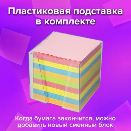 Блок для записей Brauberg в подставке прозрачной цветной
