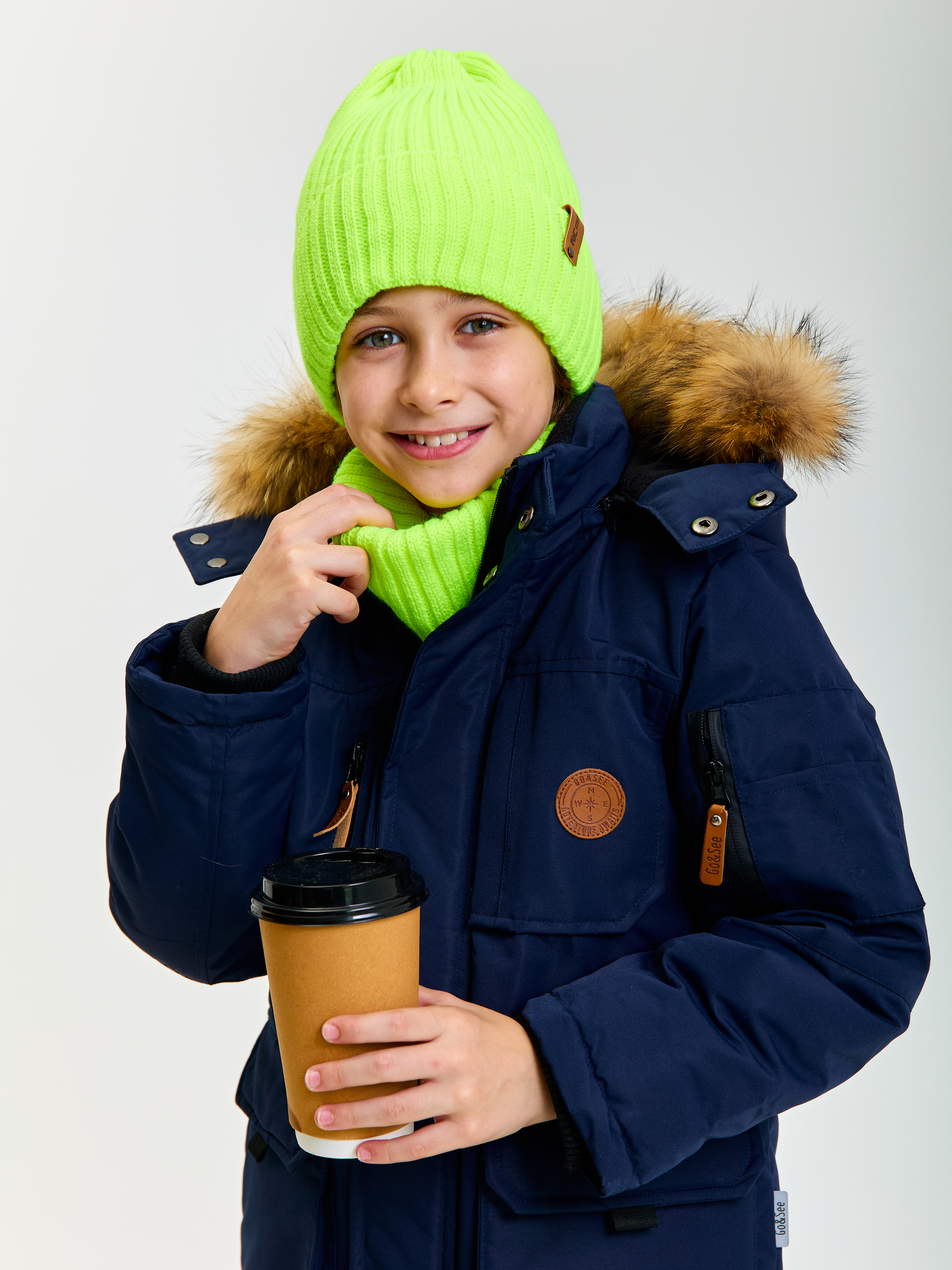 Шапка и снуд KUBRIO KU-H-104-GplainW-acidB - фото 7