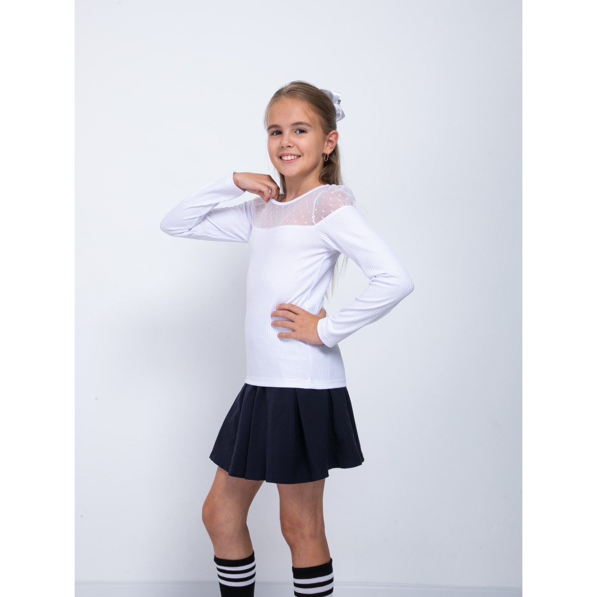 Блузка M-BABY MB-7023/белый/горох - фото 14