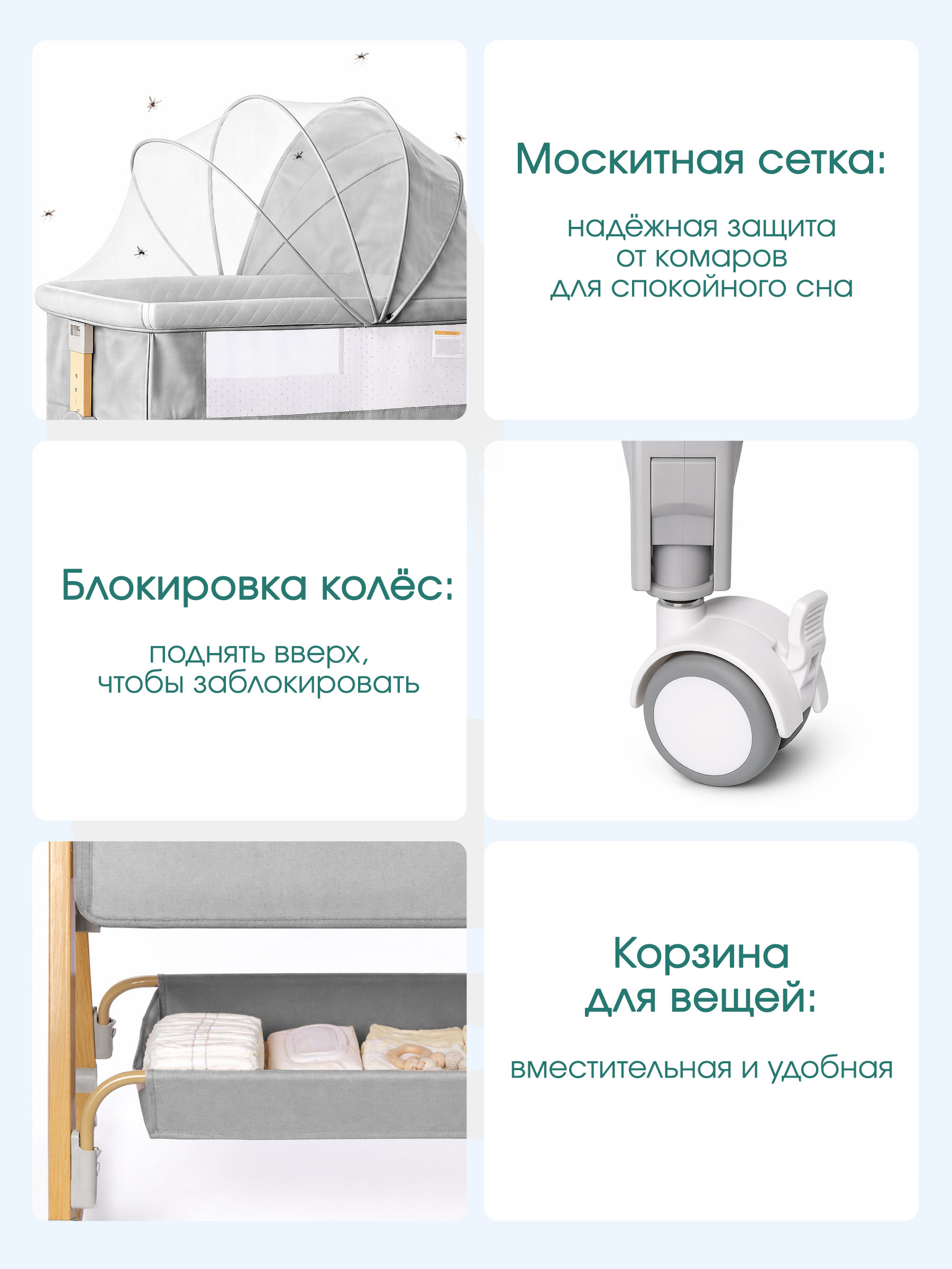 Детская кроватка CINLANKIDS, без маятника (серый) - фото 4