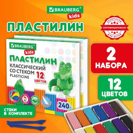 Пластилин Brauberg 12 цв.