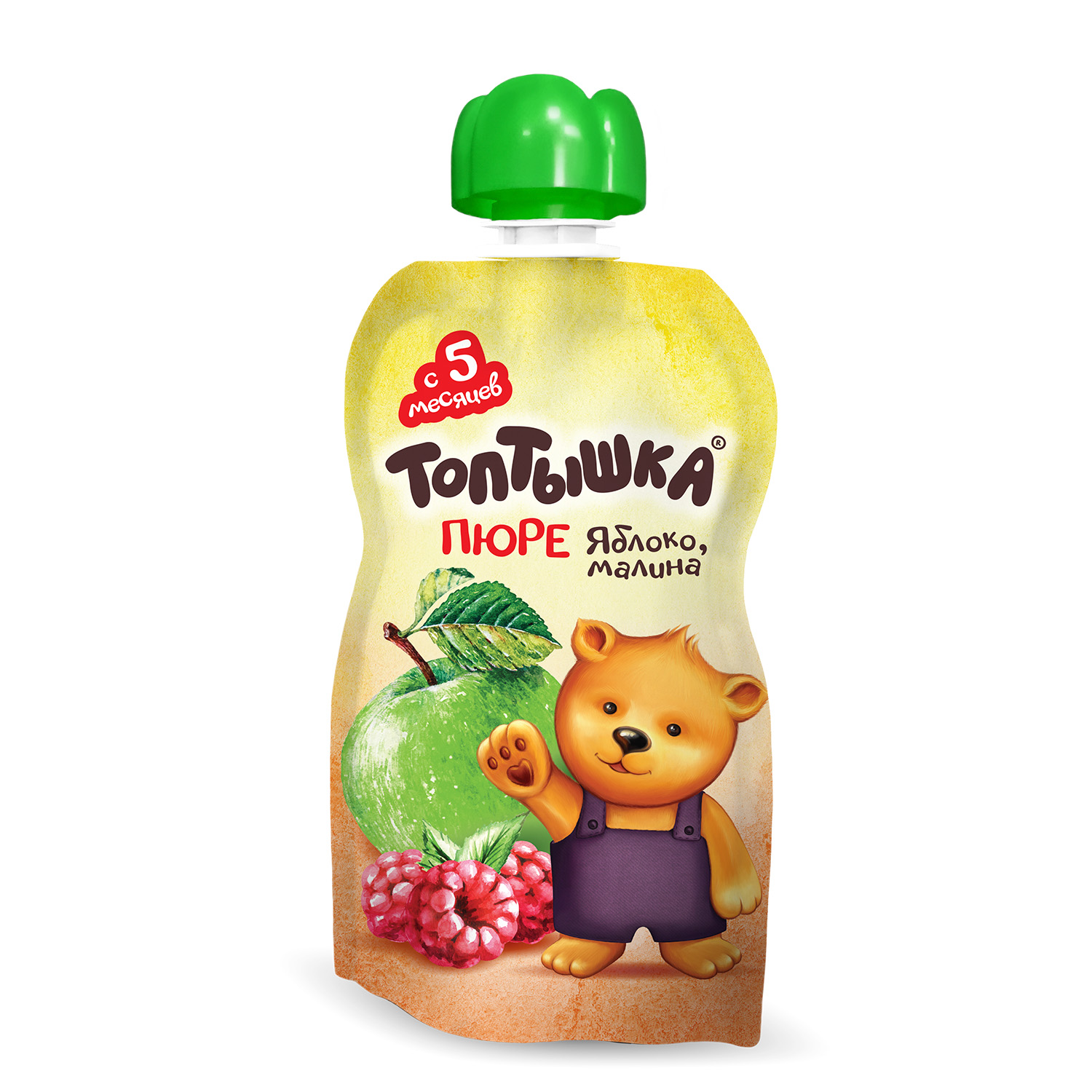 Пюре Топтышка Яблоко-малина с 5 мес 90 г - фото 1