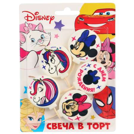 Свеча Disney в торт набор Минни Маус и Единорог 5 шт