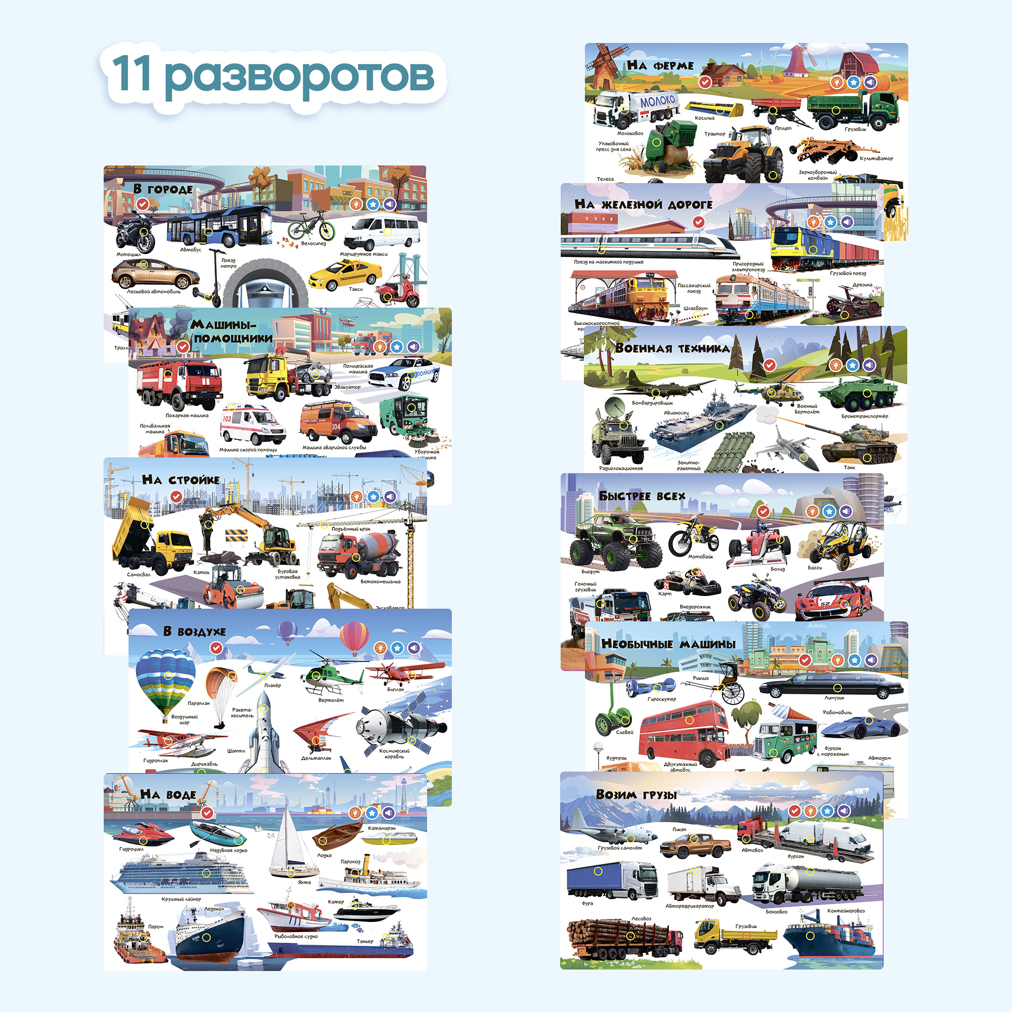 Книга BertToys электронная говорящая интерактивная Нажималка Транспорт - фото 7