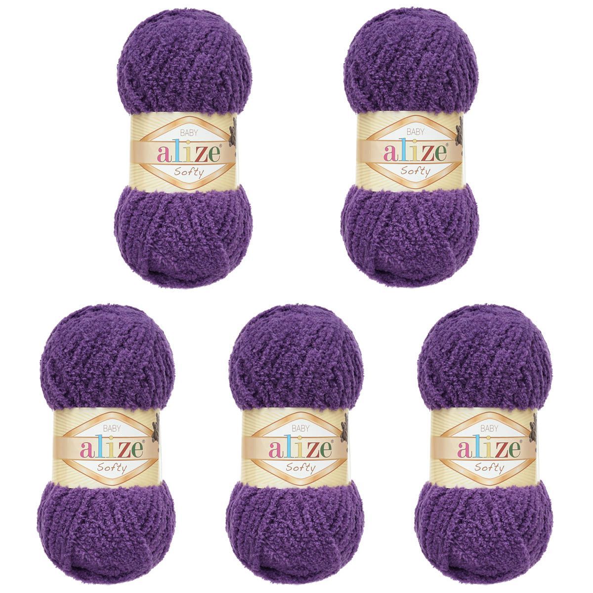 Пряжа для вязания Alize softy 50 гр 115 м микрополиэстер мягкая фантазийная 44 темно-фиолетовый 5 мотков - фото 6