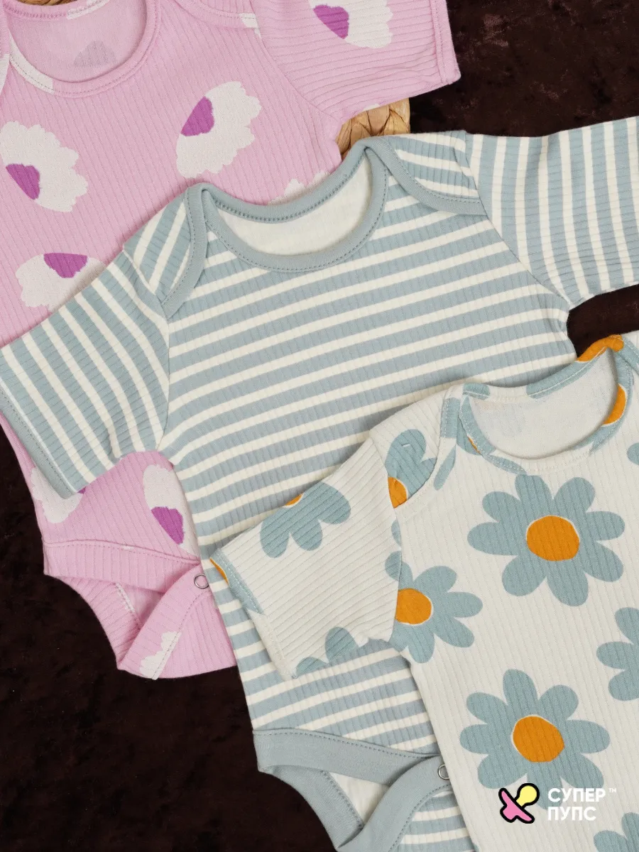Боди 3 шт Супер Пупс нбр/3пр/бд/коррук/2026/ромашки - фото 16