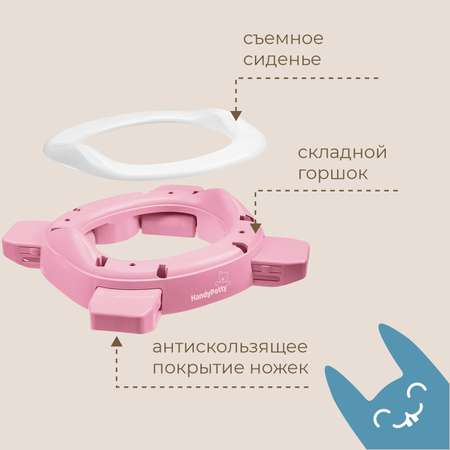 Горшок дорожный ROXY-KIDS складной и насадка на унитаз HandyPotty с тремя пакетами цвет розовый