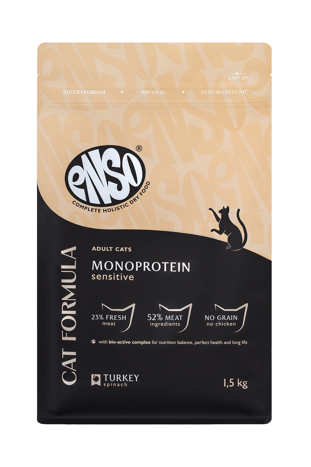 Корм сухой полнорационный для кошек ENSO Cat formula Monoprotein с чувствительным пищеварением со свежей индейкой 1.5кг - фото 1