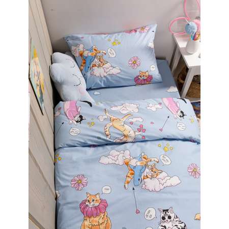 Детское постельное белье Wake Me Wake Kitty 1.5 спальный наволочка 70х70 см