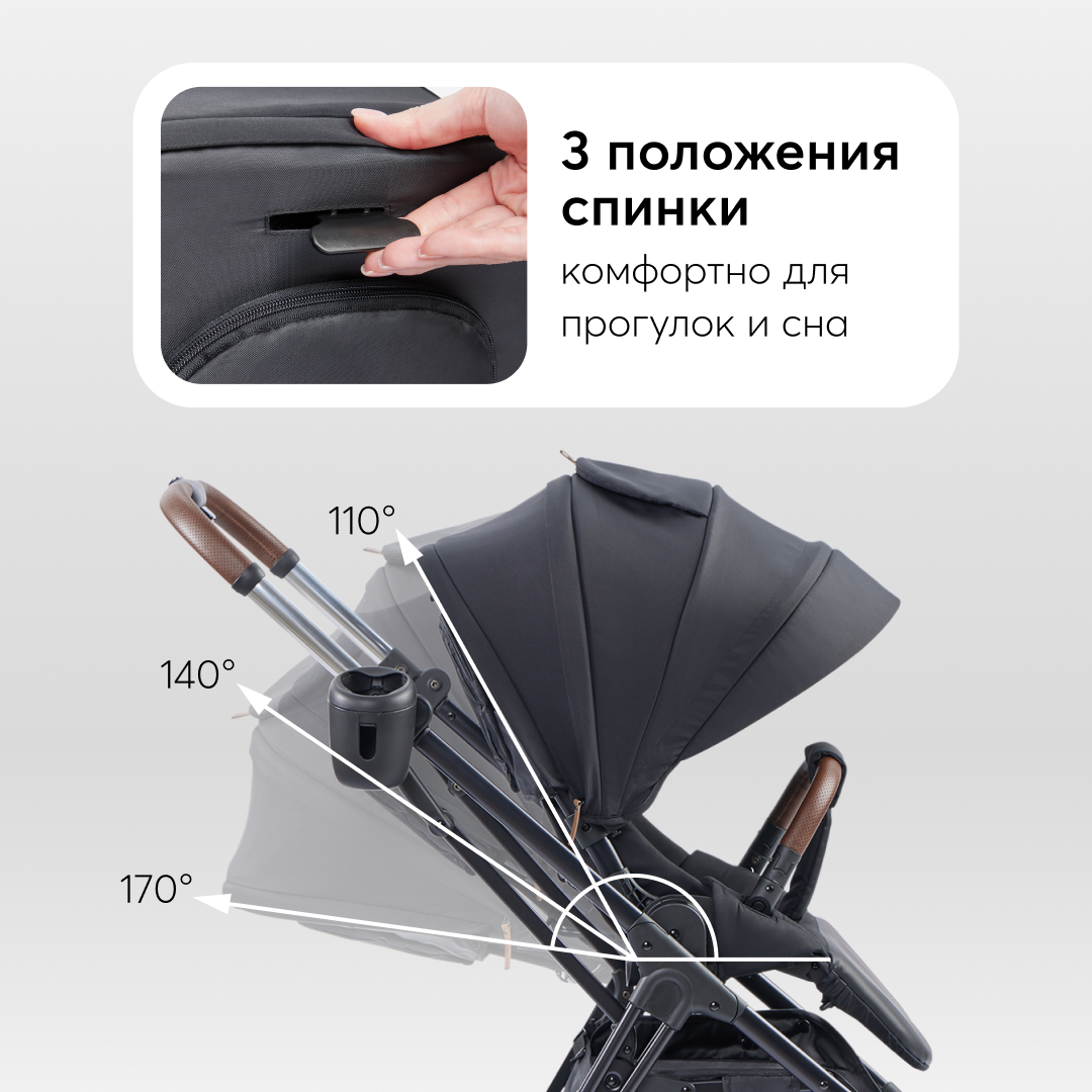 Коляска прогулочная Happy Baby Luna черный - фото 6
