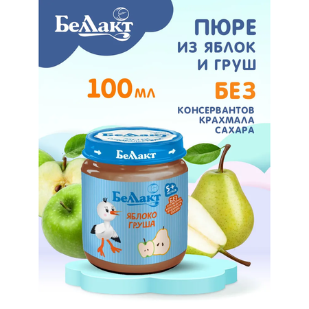 Пюре фруктовое Беллакт из яблок и груш 100г х 6 шт