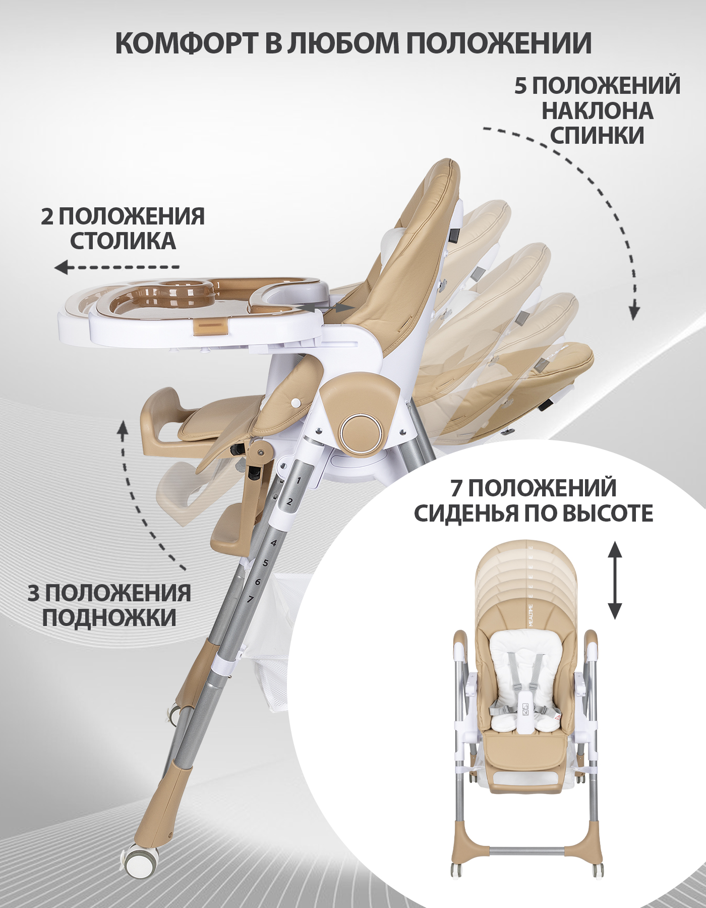 Стульчик для кормления Sevillababy Mealtime коричневый - фото 3