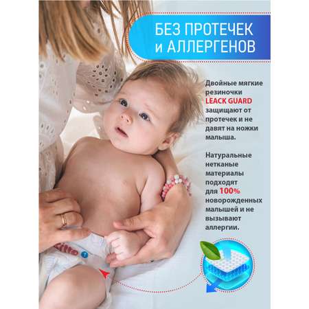 Подгузники Ekitto для недоношенных NB (0-5 кг) 30 шт.