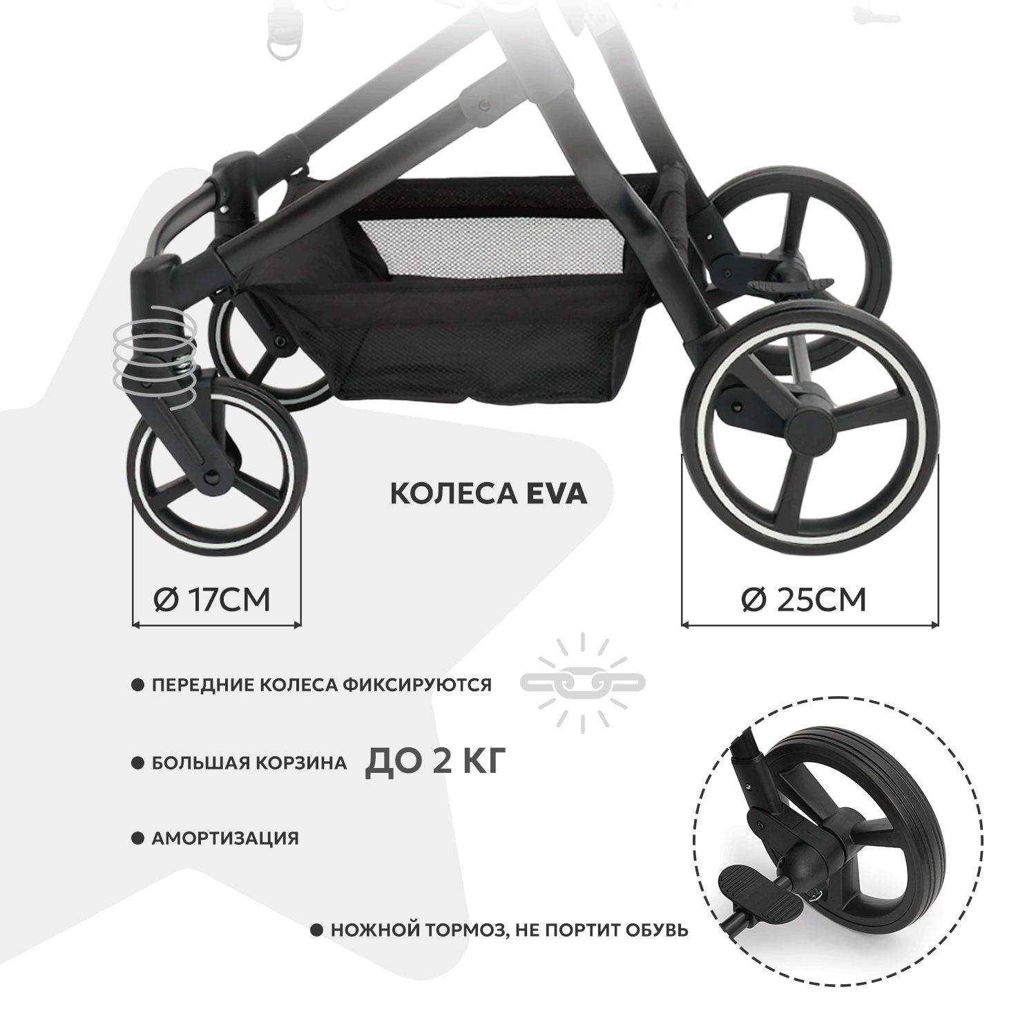 Коляска прогулочная для двойни Babyton Flexi Duo черный - фото 4