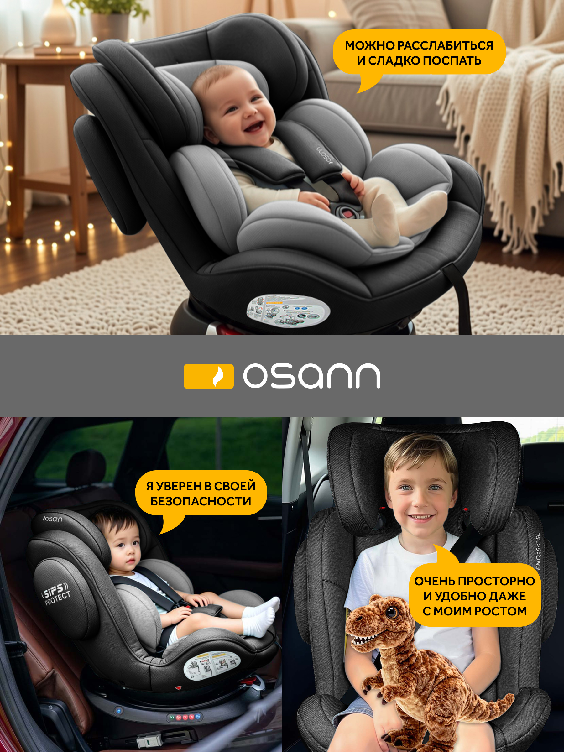 Автокресло Osann Eno360 SL Universe Grey Isofix 0+/1/2/3 (0-36 кг) серый - фото 12