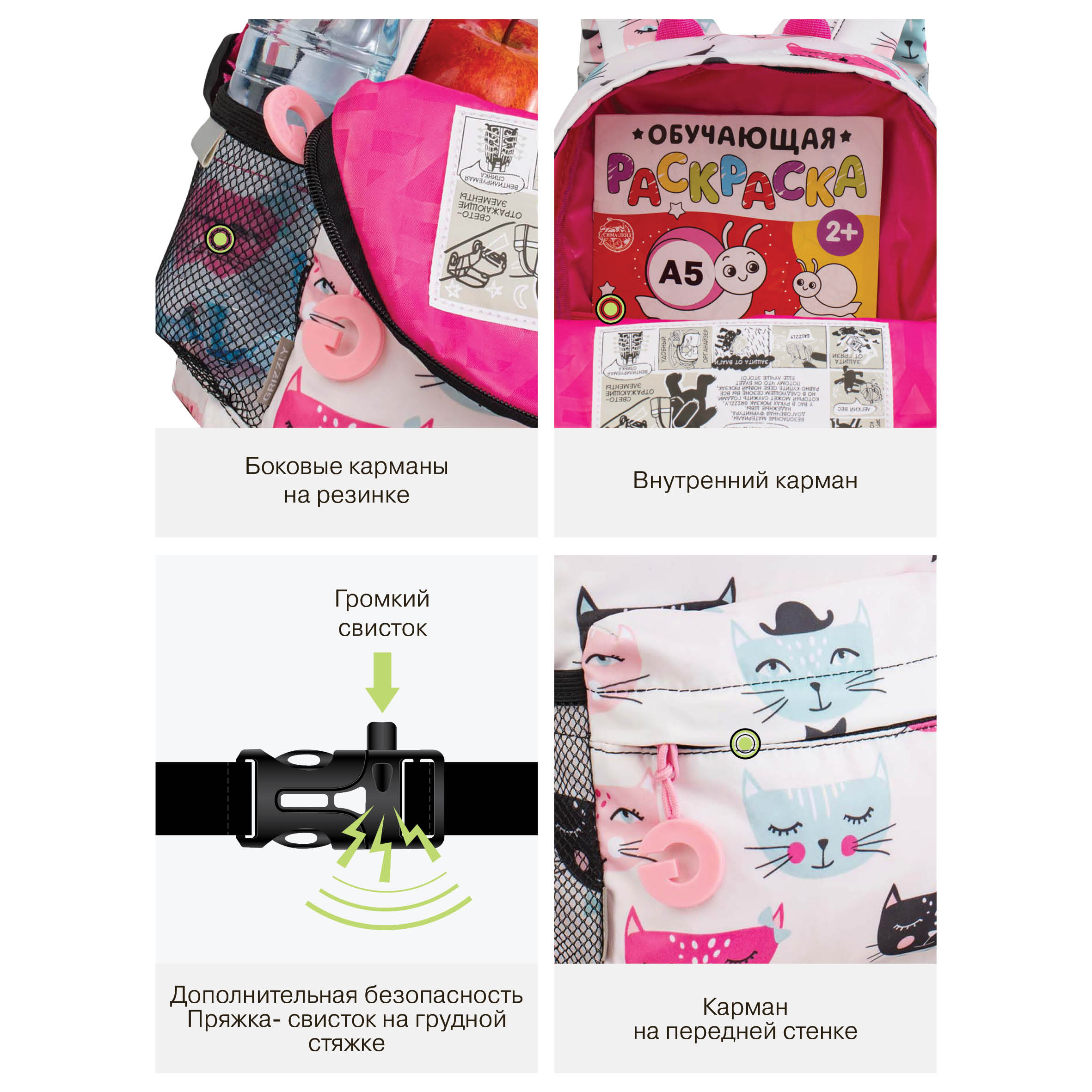 Рюкзак дошкольный Grizzly для девочки - фото 12