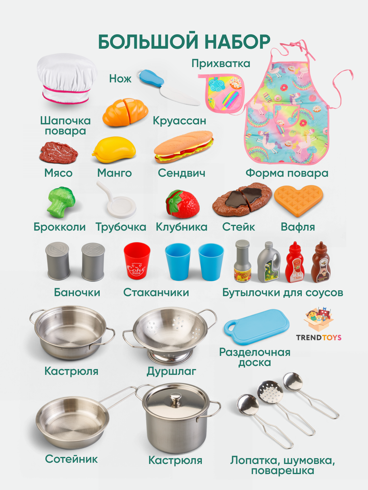 Игрушка TrendToys посуда, продукты 30 предм. - фото 8