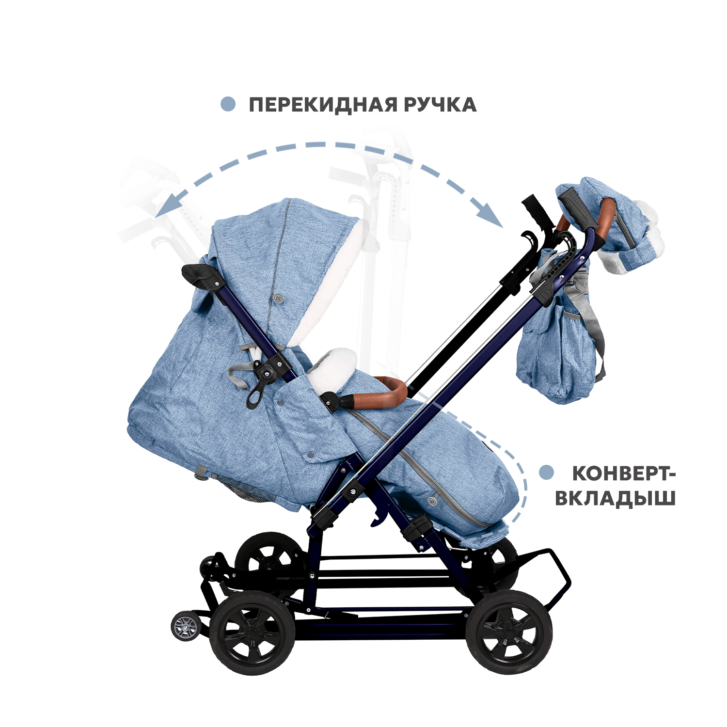 Санки-коляска NiKA kids синий джинс - фото 5