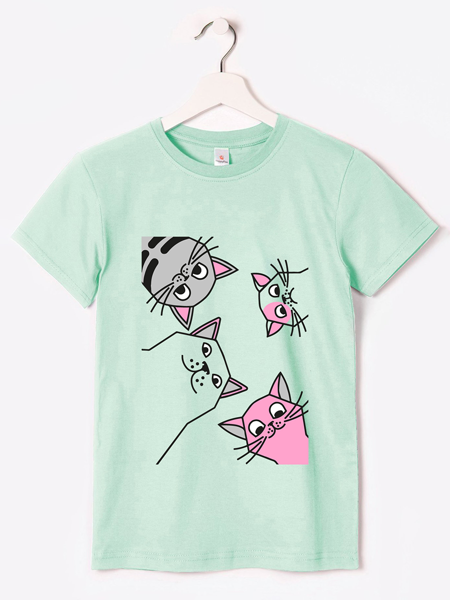 Футболка HappyFox HF66031Dкотики.ментоловый - фото 12