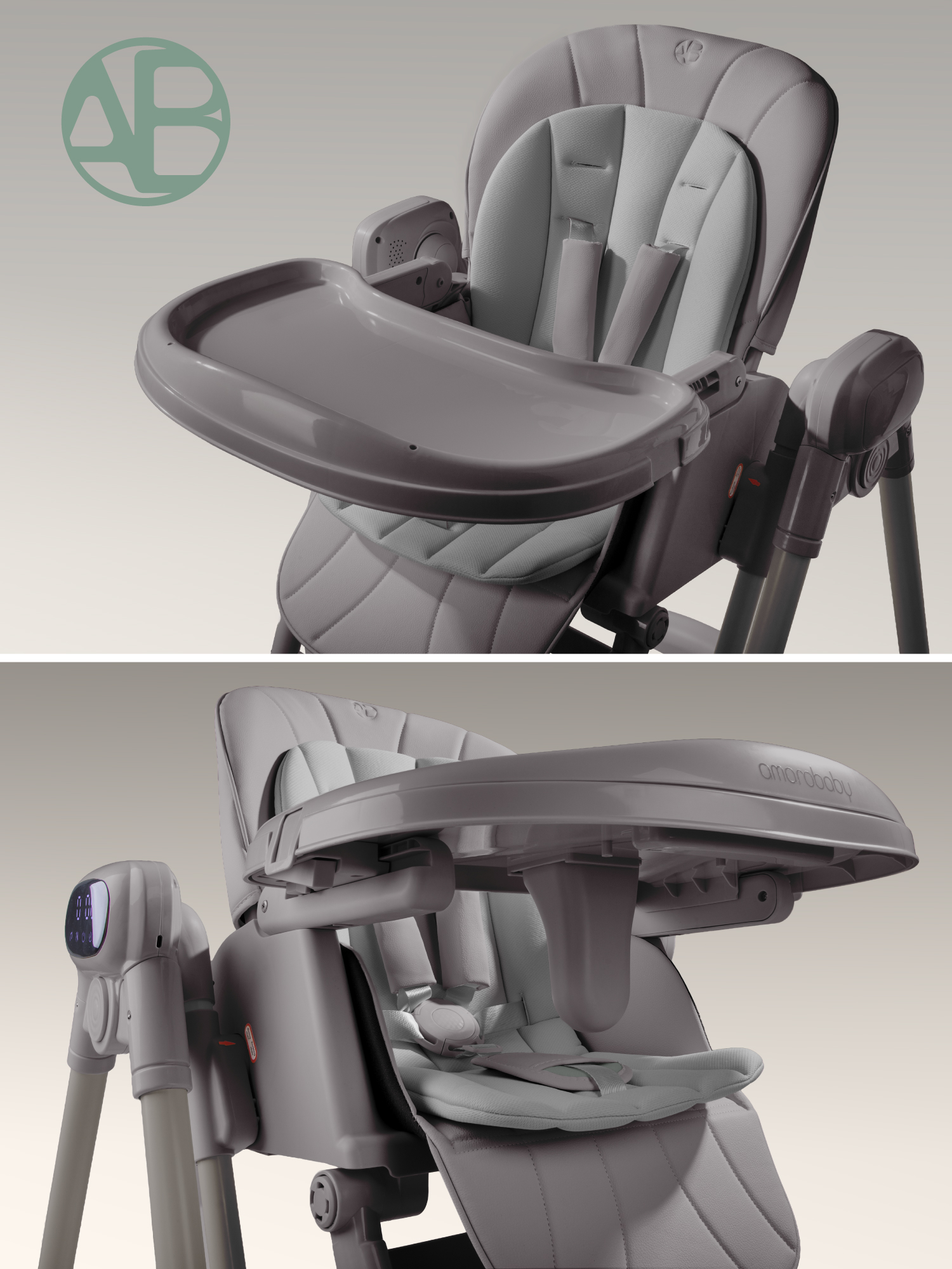 Стульчик для кормления Amarobaby Legacy серый - фото 24
