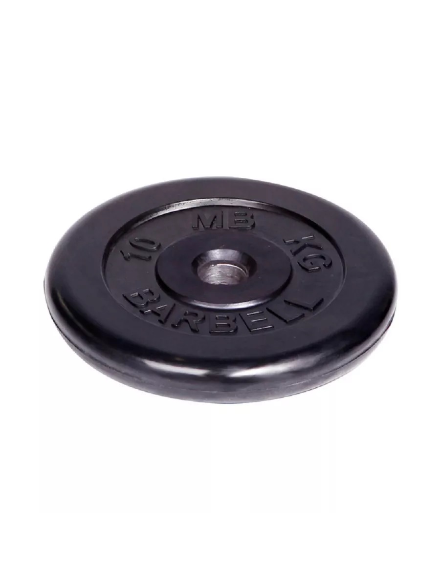 D 51 мм чёрный 10,0 кг MbBarbell Диск обрезиненный - фото 2
