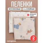 Пелёнка Mamagoods зверята, горошек муслин 100х100 см 2 шт.