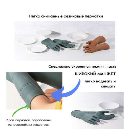 Перчатки латексные HOME EDITION MYUNGJIN хозяйственные размер M 32х21 см