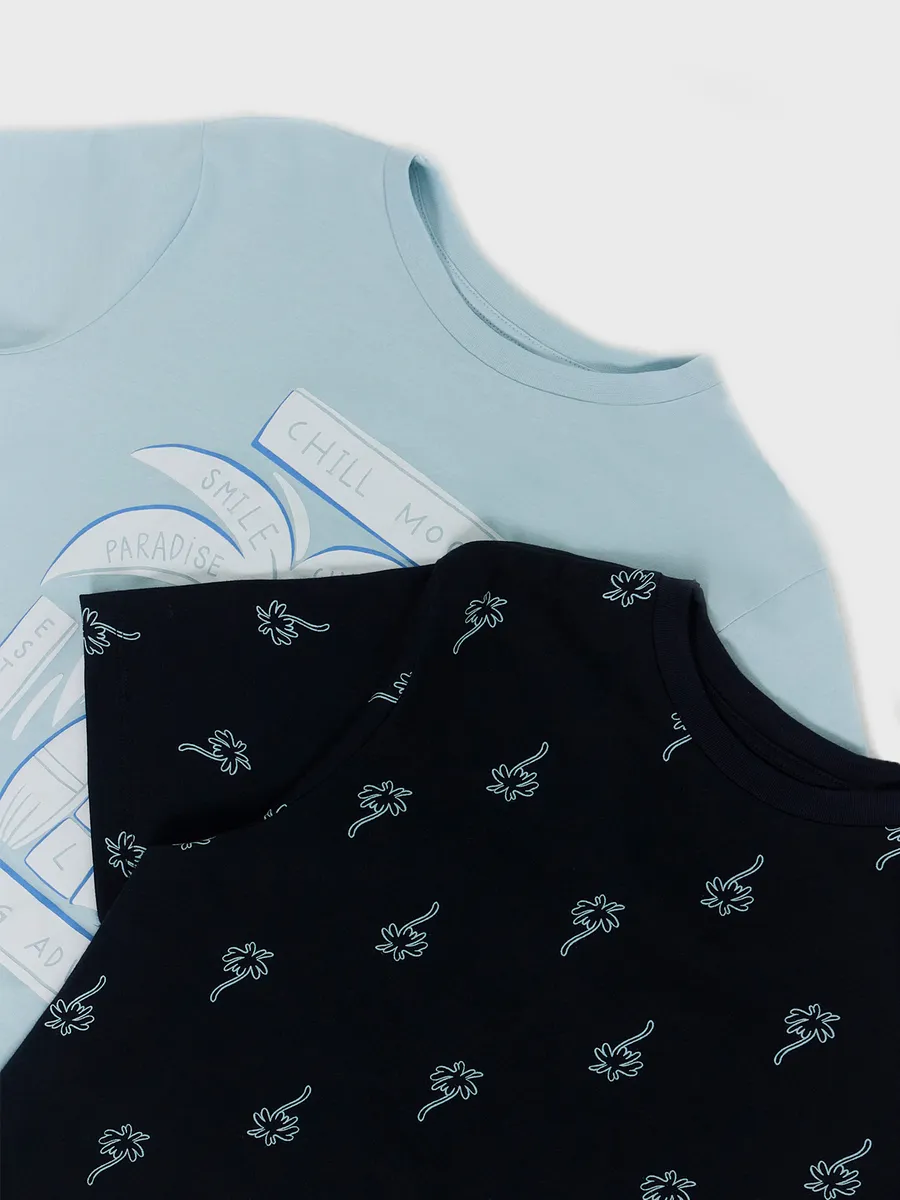 Футболка 2 шт Mark Formelle (Марк Формэль) 113379-2/голубая дымка +пальмы на т.синем - фото 10