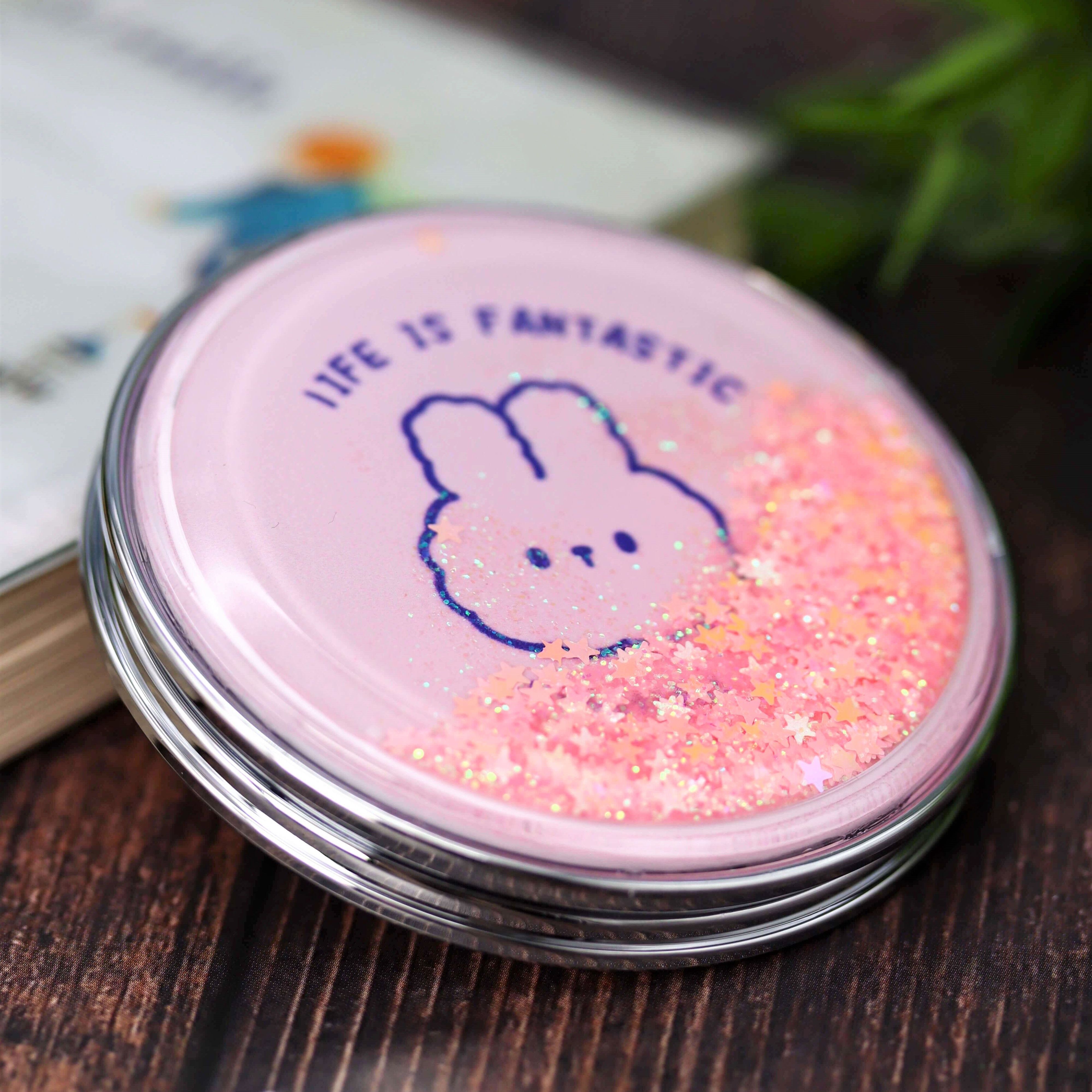 Зеркало карманное iLikeGift Head rabbit pink с увеличением - фото 4