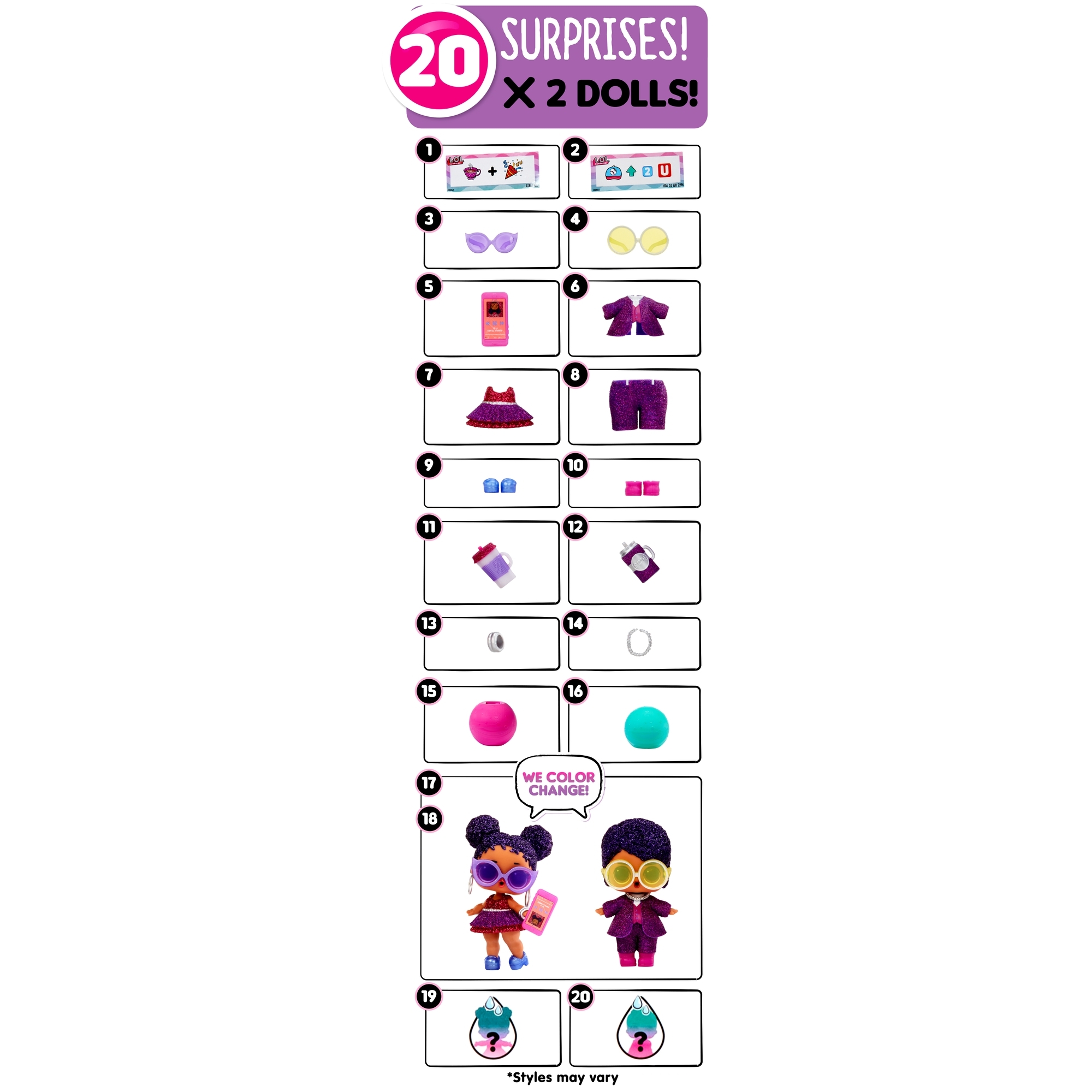 Кукла мини L.O.L. Surprise! Color Change Me and My Bro 580638EUC - фото 8