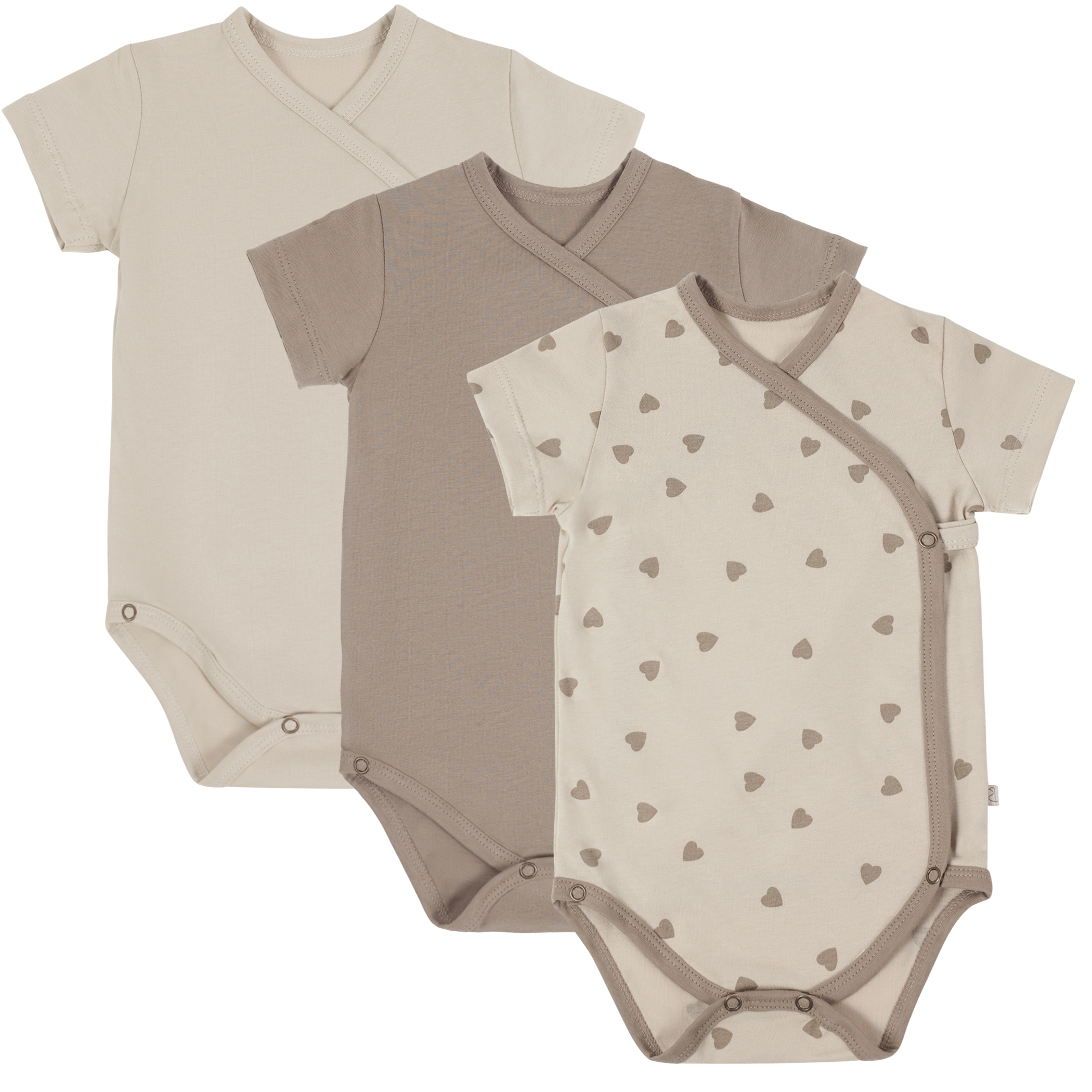 Боди 3 шт Фабрика Бамбук MU054034KNR/116MU/Шоколад сердечки - фото 1