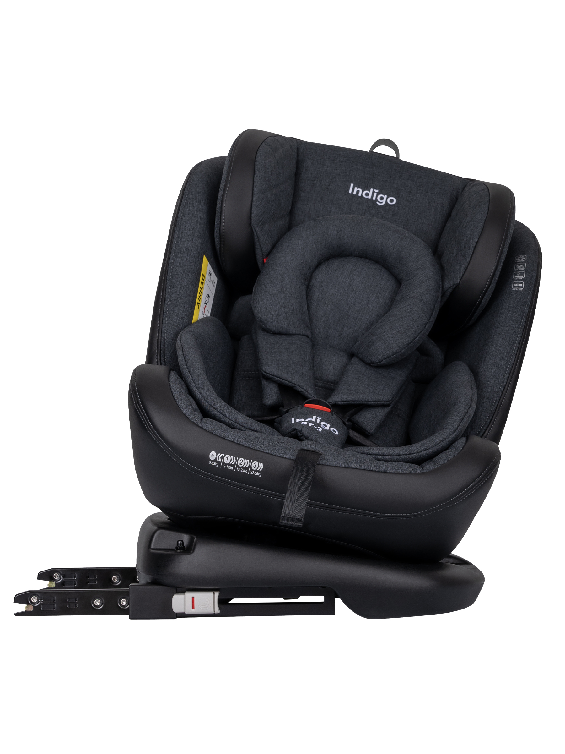 Автокресло Indigo Aero, темно-серый лен Isofix 0+/1/2/3 (0-36 кг) - фото 4