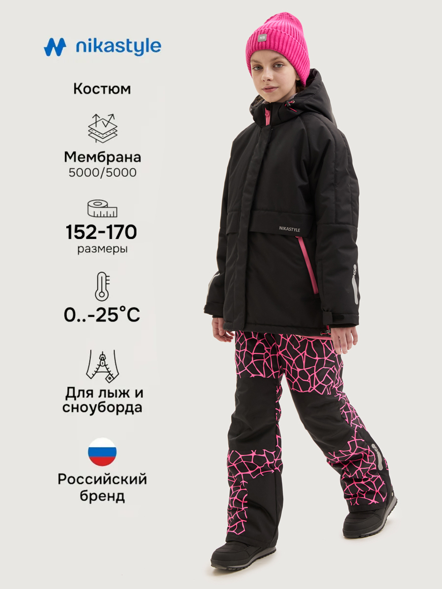 Куртка и полукомбинезон NIKASTYLE 7з3225 черный/фуксия - фото 3