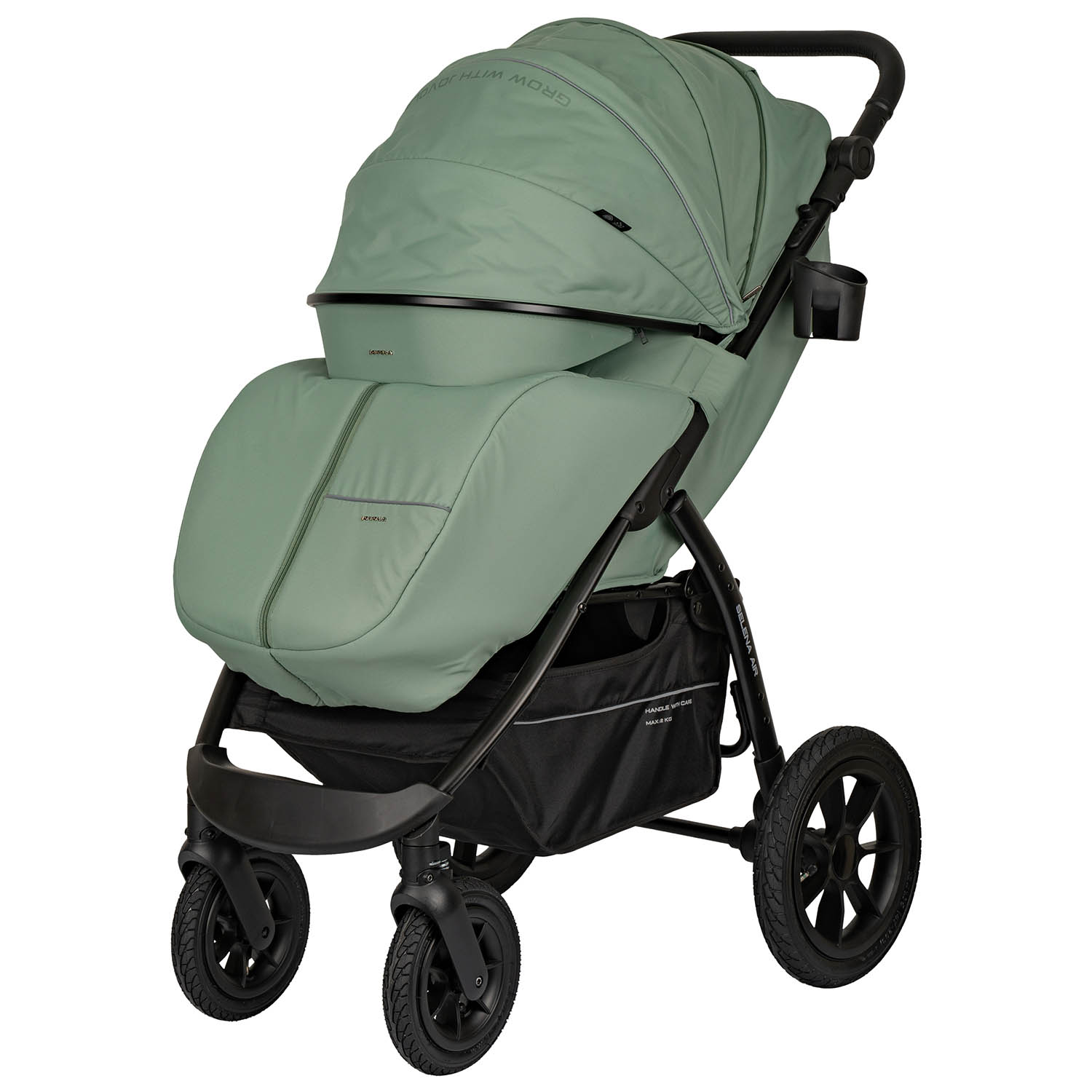 Коляска прогулочная JOVOLA SELENA Air 25 с сумкой зеленый - фото 15