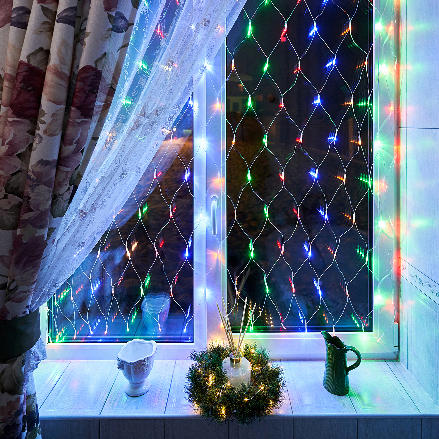 Светодиодная гирлянда NEON-NIGHT Сеть 1.5х1.5 м 8 режимов свечение мультиколор 215-129 - фото 7