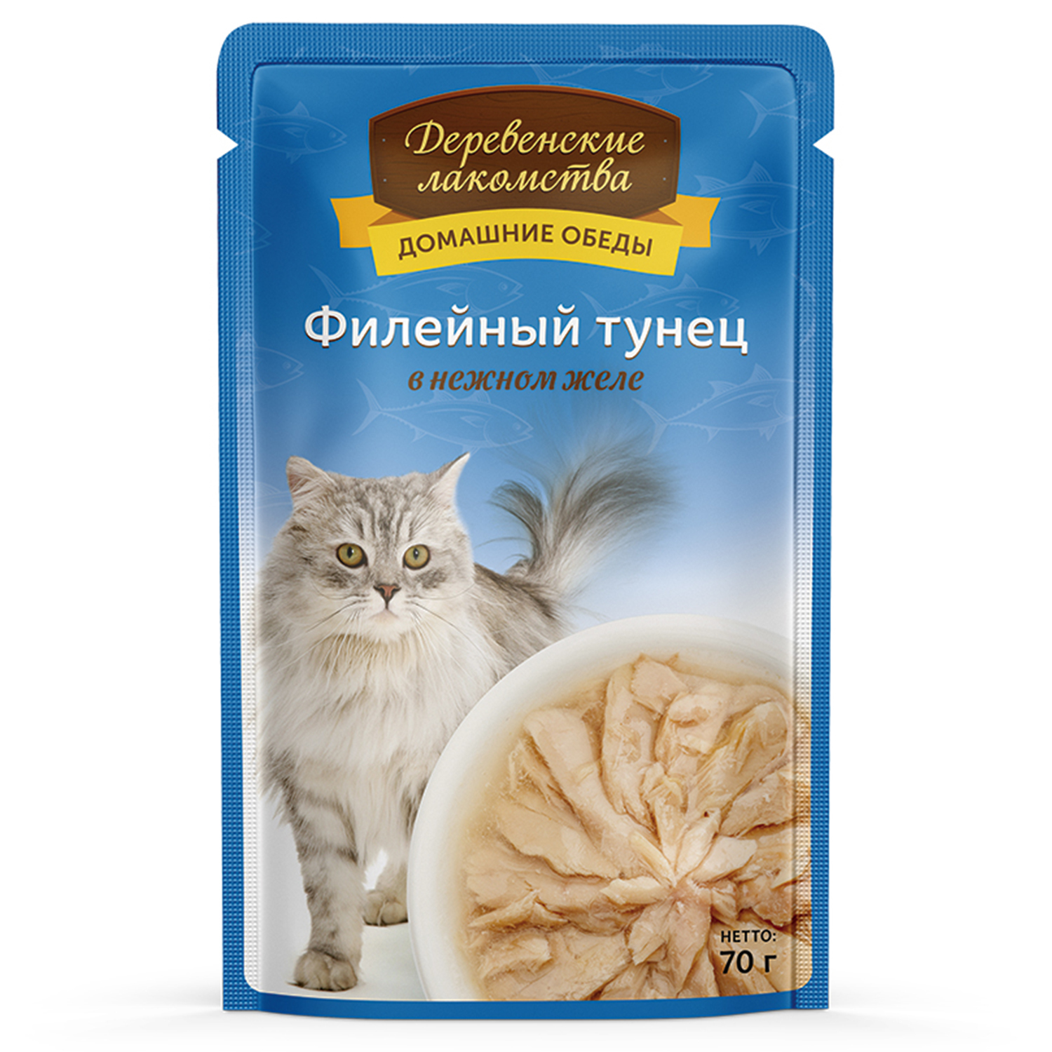 Корм для кошек Деревенские лакомства филе тунец желе пауч 70г - фото 1