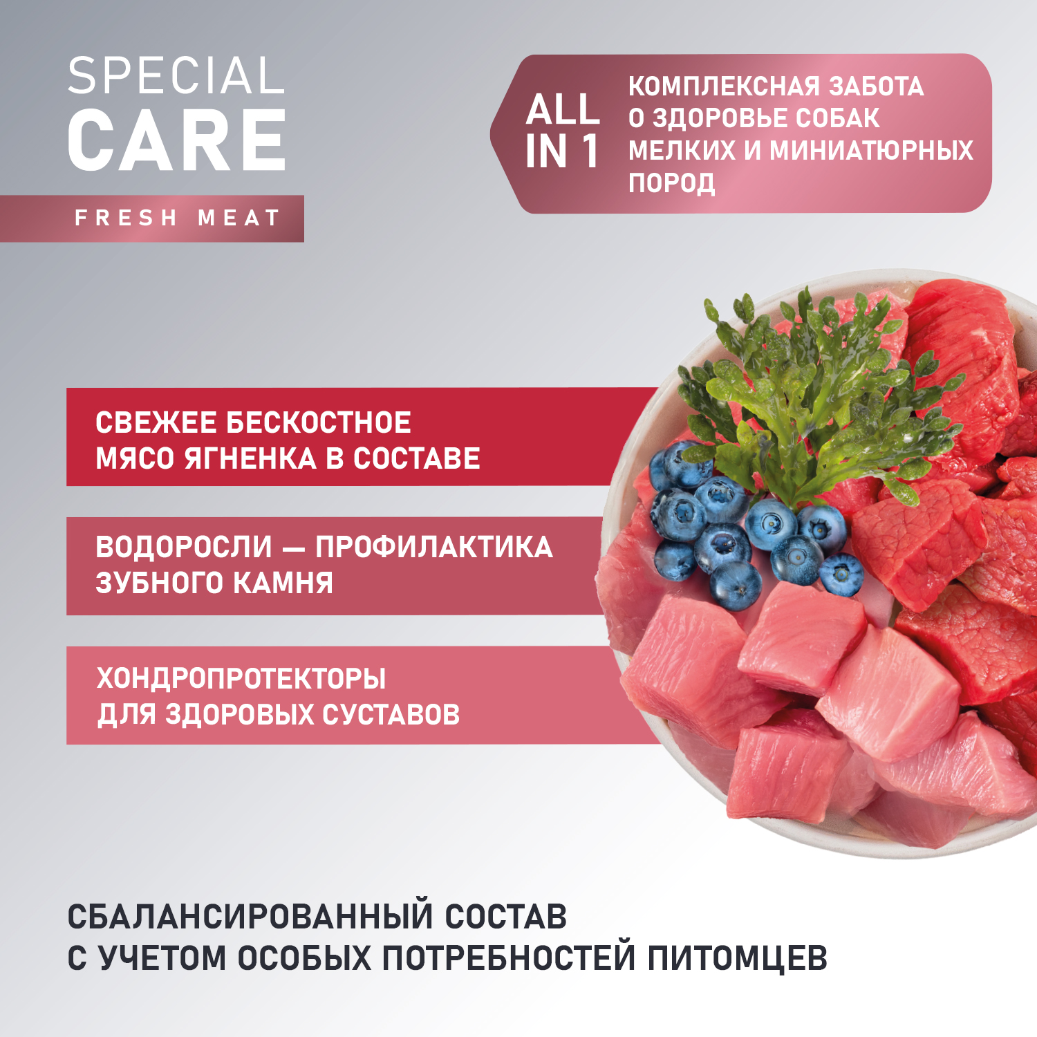 Корм для взрослых собак мелких пород AWARD Special Care Toy Breed Support со свежим мясом ягненка сухой 10кг - фото 3