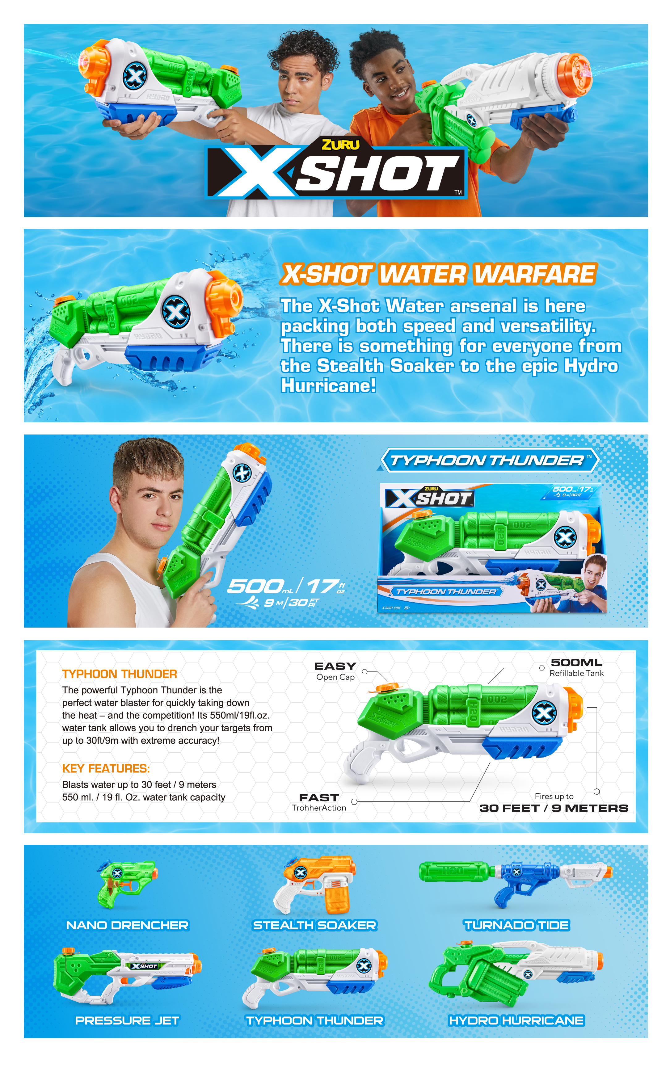Бластер водный Zuru XSHOT  Water Тайфун Тандер - фото 9