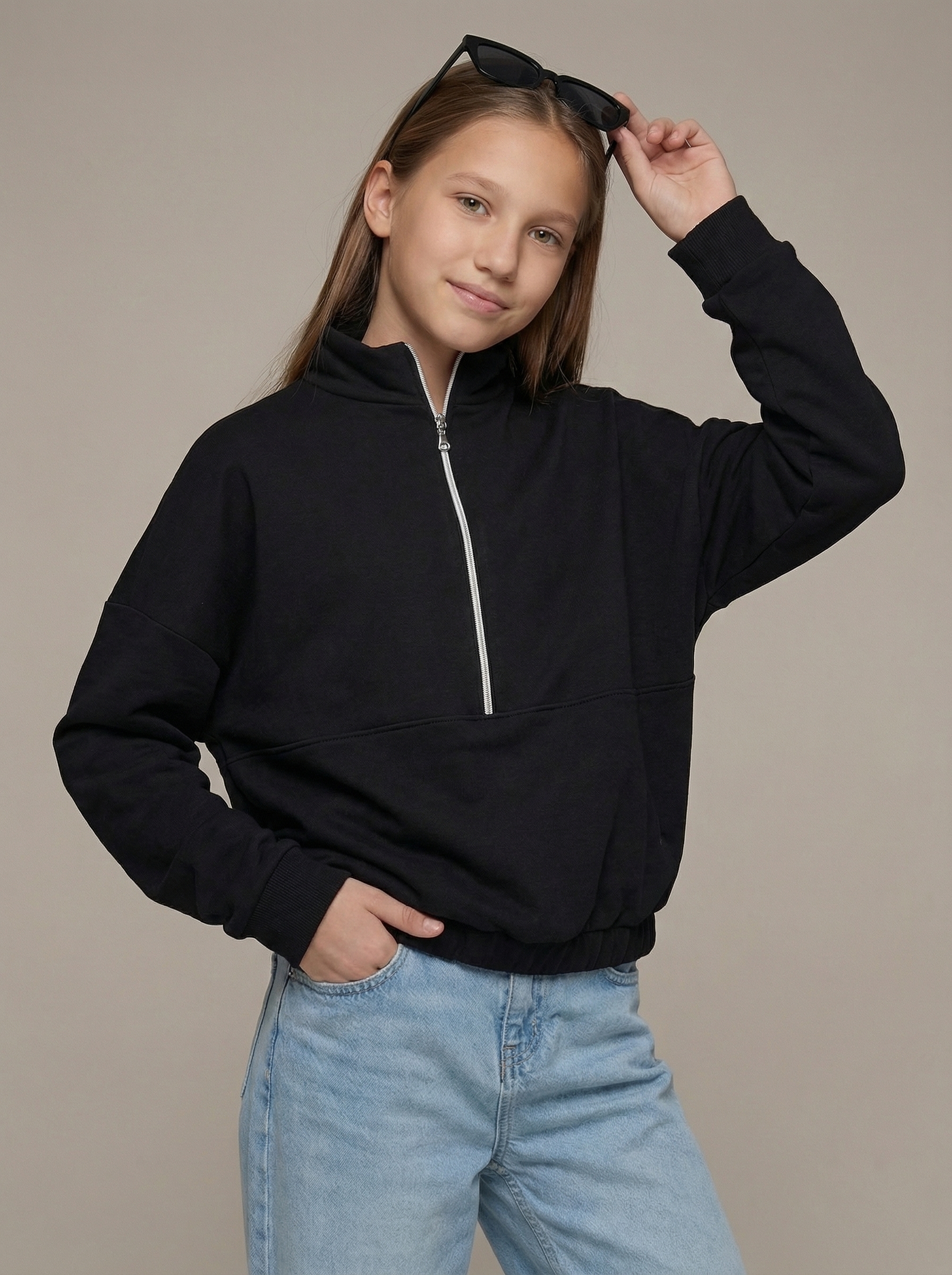 Изображение товара Теплая толстовка YOULALA 152 на молнии для мальчиков и девочек черная