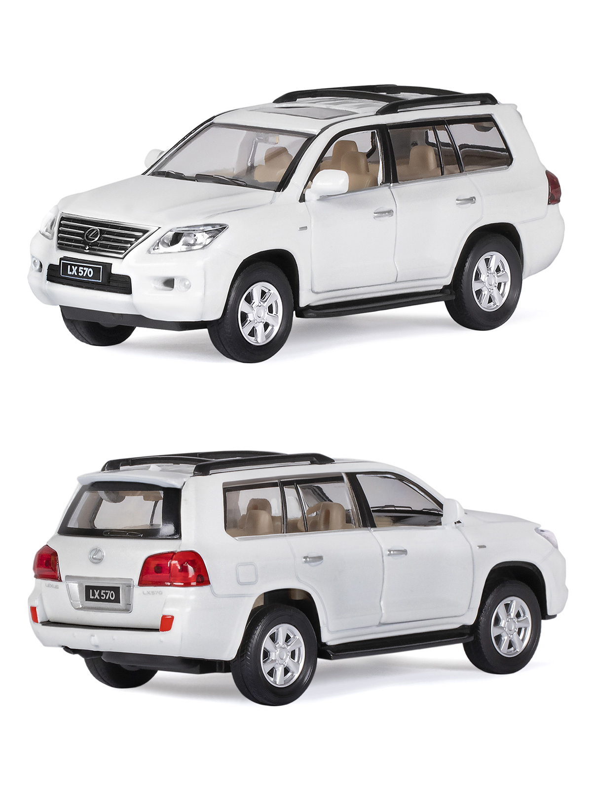 Внедорожник АВТОпанорама Lexus LX570 1:32 белый JB1251143 - фото 7