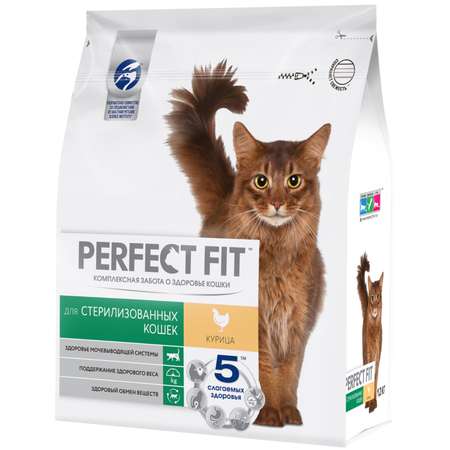 Корм сухой для кошек PerfectFit 1.2кг с курицей стерилизованных