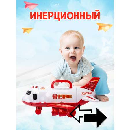 Парковка SHARKTOYS Самолет пожарный + 4 авто