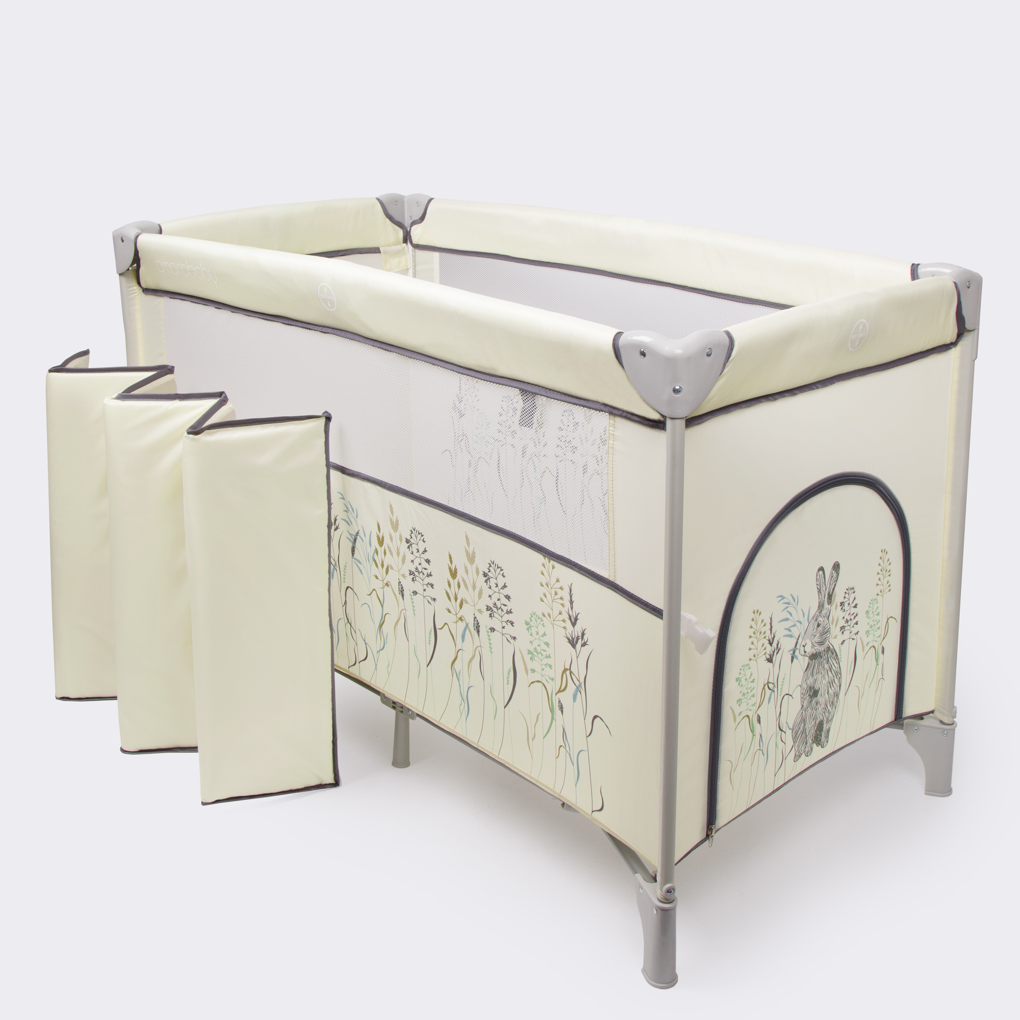 Манеж-кровать AmaroBaby TRANSFORM Flora прямоугольный бежевый AMARO-26TrF/03 - фото 19