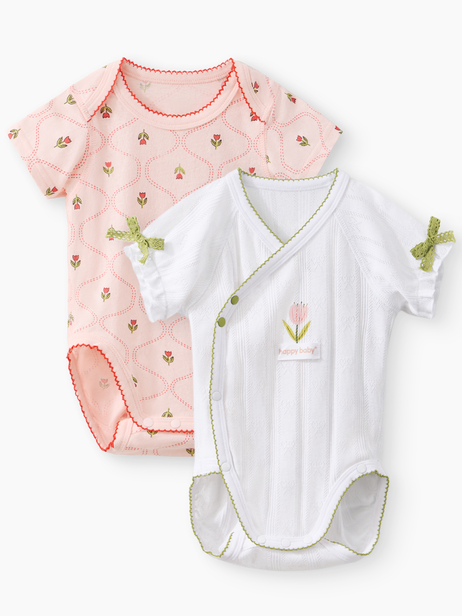 Боди 2 шт Happy Baby 90154-0_white-pink - фото 1