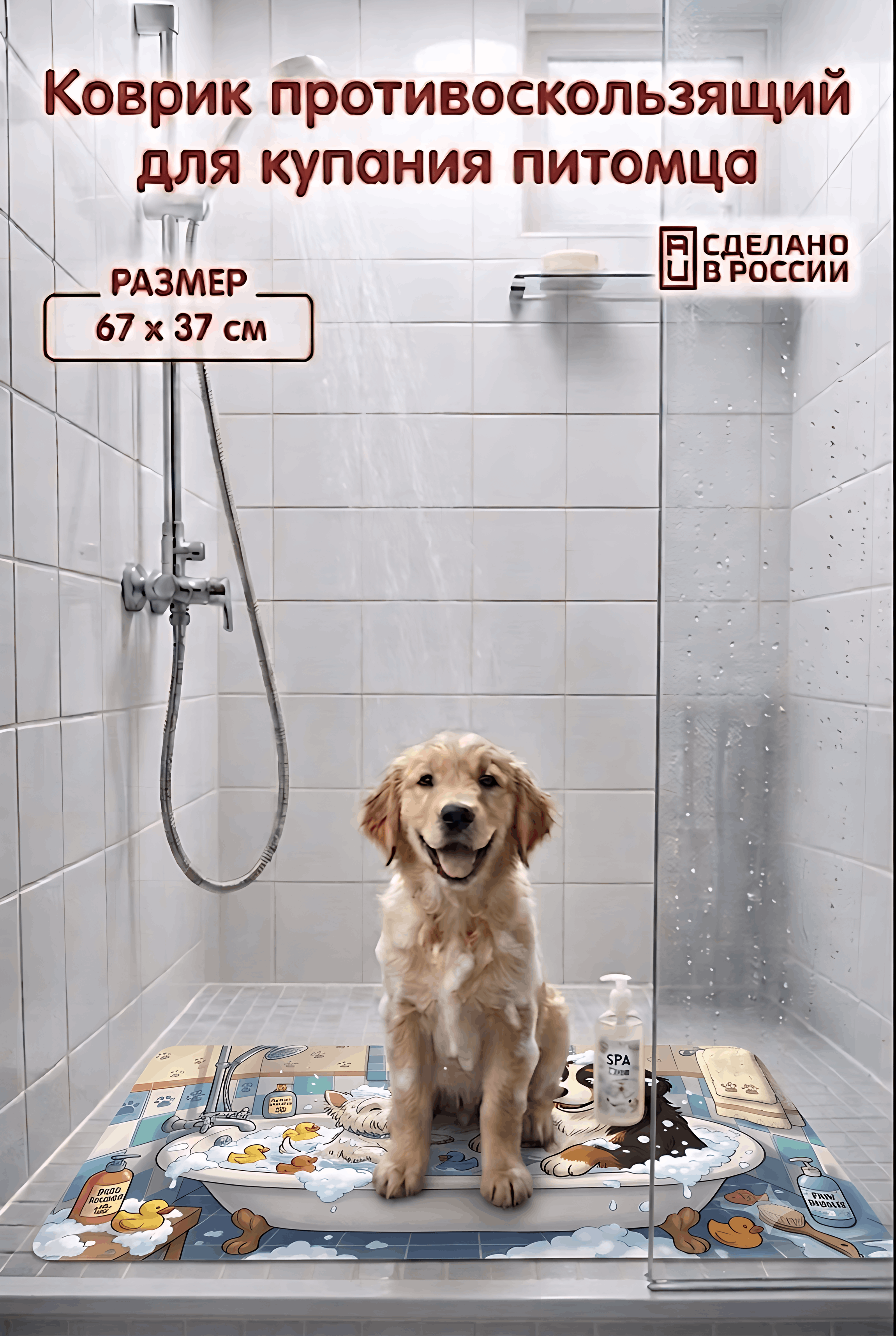 Коврик для ванны Varmax на присосках для животных - фото 4