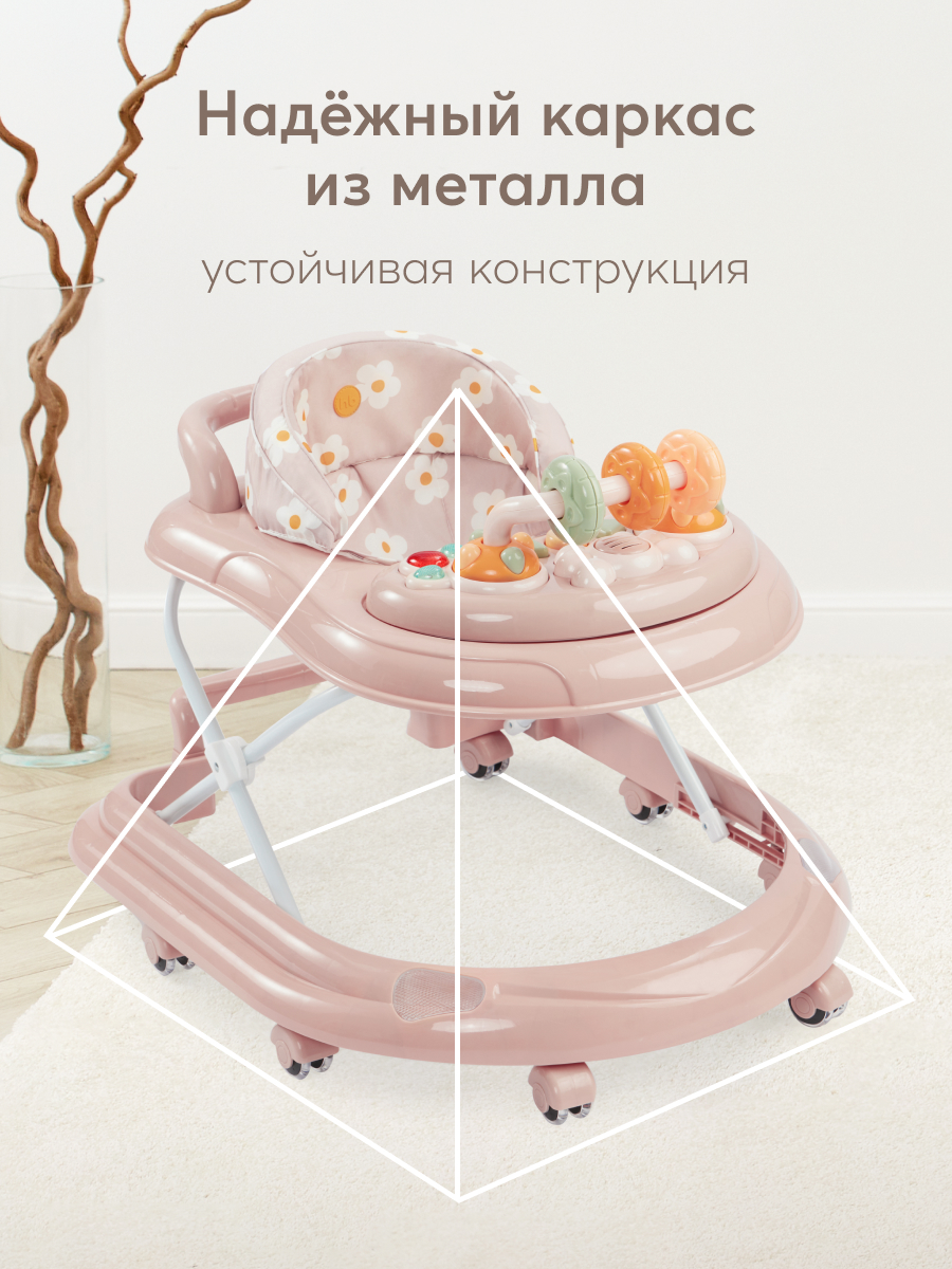 Ходунки Happy Baby Smiley розовый - фото 2