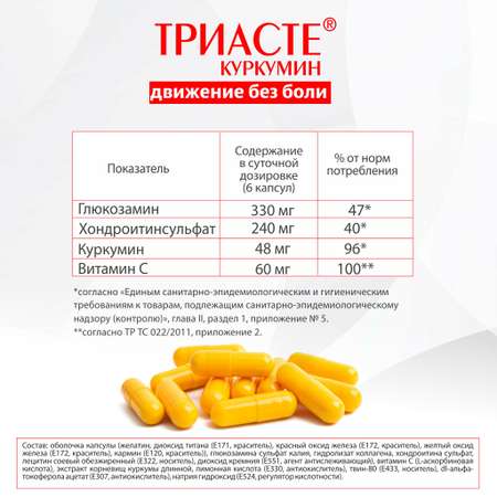 БАД VECTOR-MEDICA ТРИАСТЕ КУРКУМИН глюкозамин хондроитин для суставов
